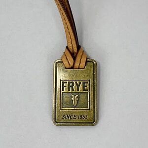 FRYE Brass & Leather Bag Loop Hangtag in Tan